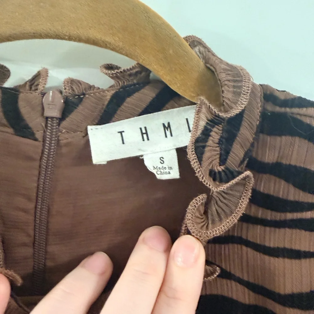 THML Brown and Black Animal Print Blouse - Picture 4 of 7